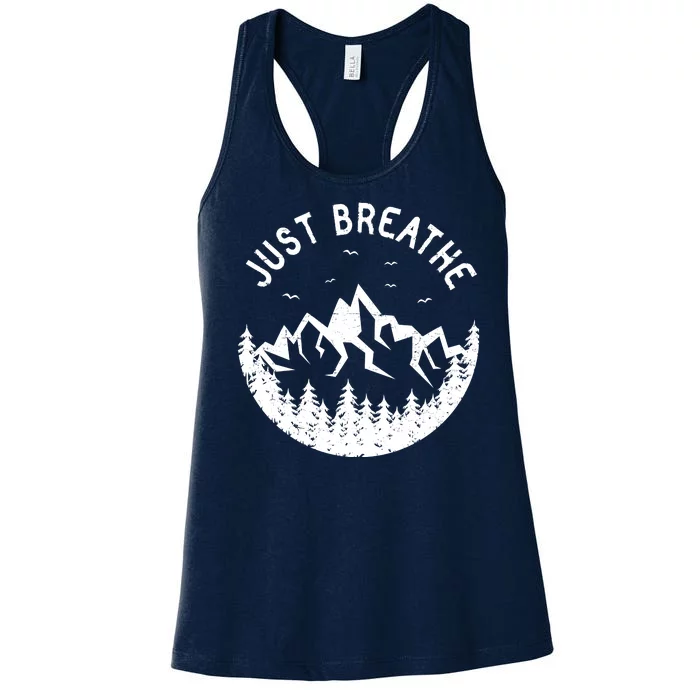 Vintage Just Breathe Nature Adventure Women's Racerback Tank