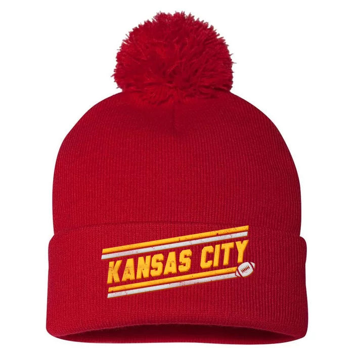 Vintage Kansas City Football Pom Pom 12in Knit Beanie