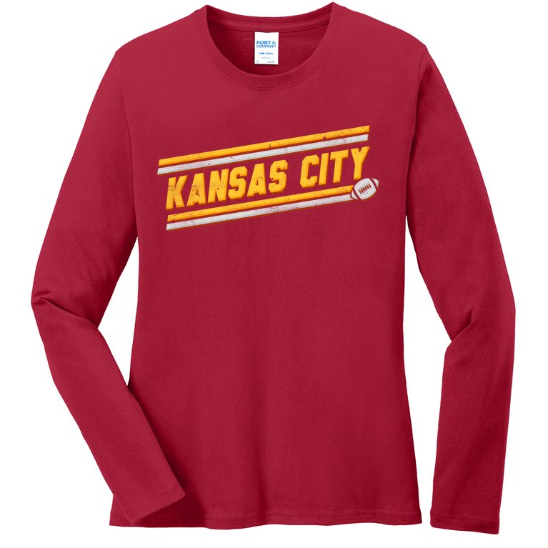 Vintage Kansas City Football Ladies Missy Fit Long Sleeve Shirt