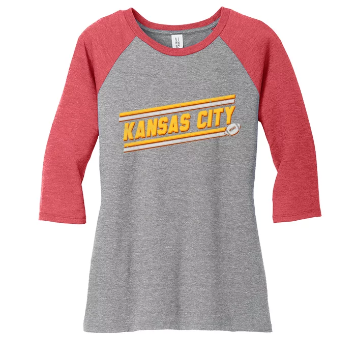 Vintage Kansas City Football Women's Tri-Blend 3/4-Sleeve Raglan Shirt