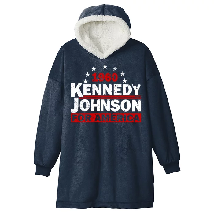 Vintage Kennedy Johnson 1960 For America Hooded Wearable Blanket