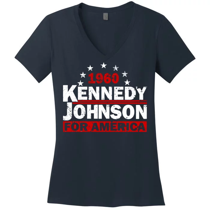 Vintage Kennedy Johnson 1960 For America Women's V-Neck T-Shirt