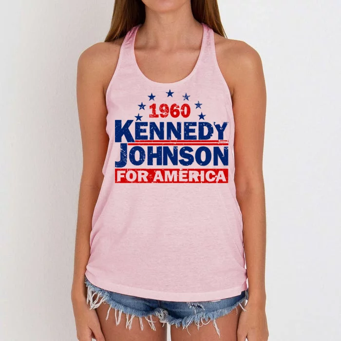 Vintage Kennedy Johnson 1960 For America Women's Knotted Racerback Tank