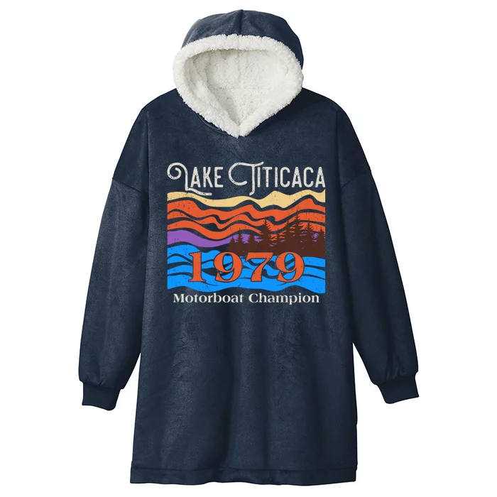 Vintage Lake Titicaca 1979 Motorboat Champion Hooded Wearable Blanket