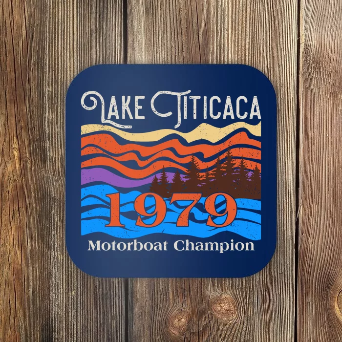 Vintage Lake Titicaca 1979 Motorboat Champion Coaster