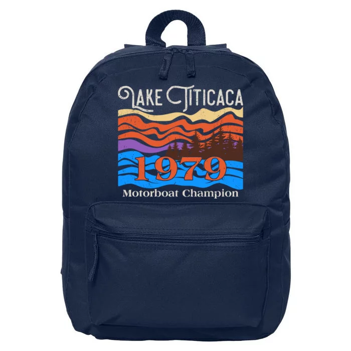 Vintage Lake Titicaca 1979 Motorboat Champion 16 in Basic Backpack