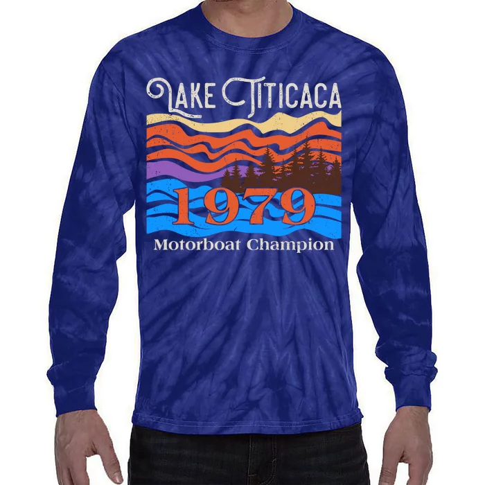 Vintage Lake Titicaca 1979 Motorboat Champion Tie-Dye Long Sleeve Shirt