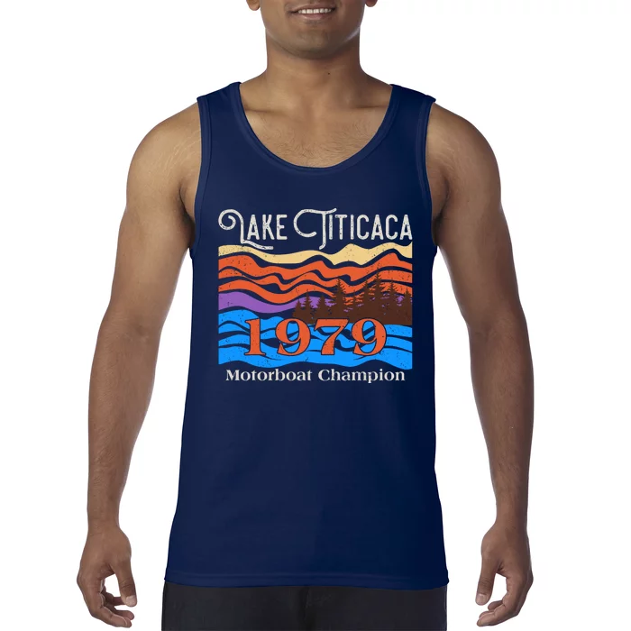 Vintage Lake Titicaca 1979 Motorboat Champion Tank Top