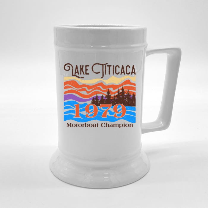 Vintage Lake Titicaca 1979 Motorboat Champion Front & Back Beer Stein