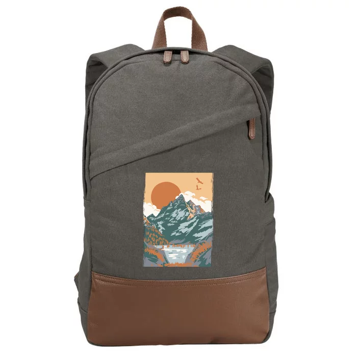 Vintage Landscape Cotton Canvas Backpack