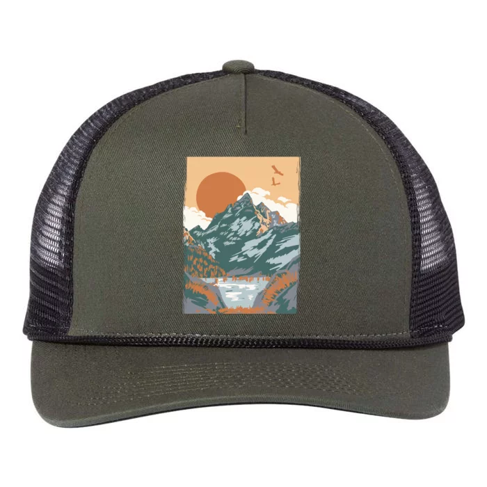 Vintage Landscape Retro Rope Trucker Hat Cap