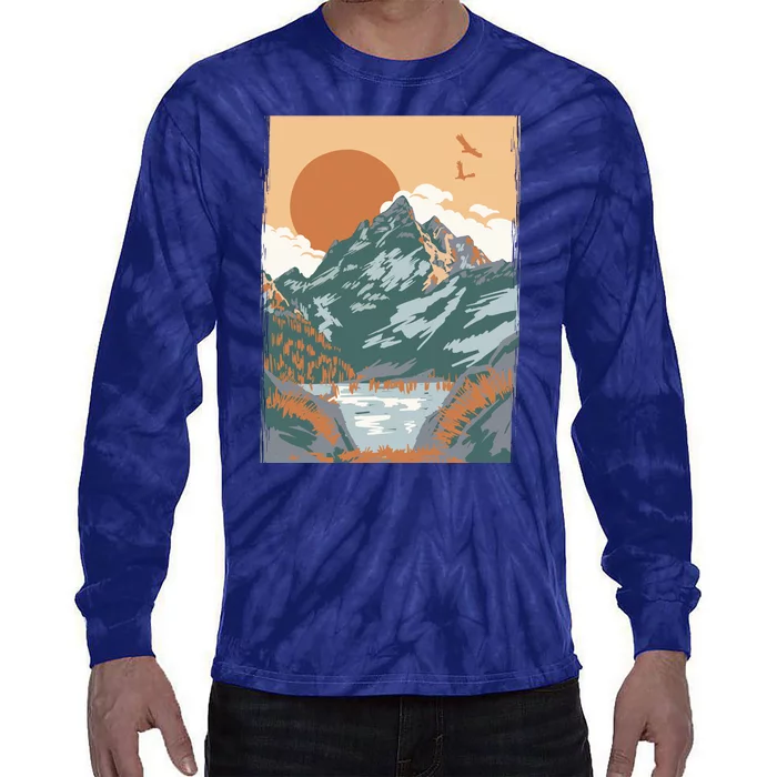 Vintage Landscape Tie-Dye Long Sleeve Shirt