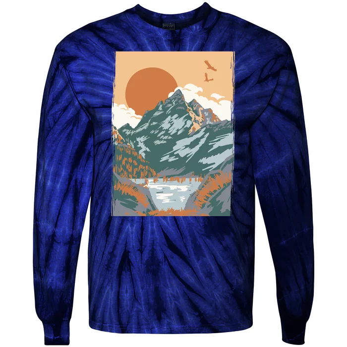 Vintage Landscape Tie-Dye Long Sleeve Shirt