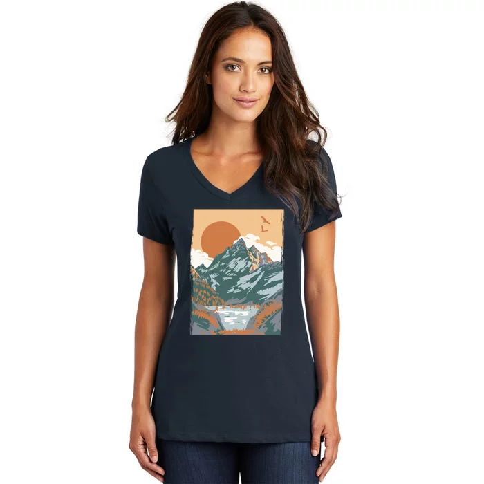 Vintage Landscape Women's V-Neck T-Shirt