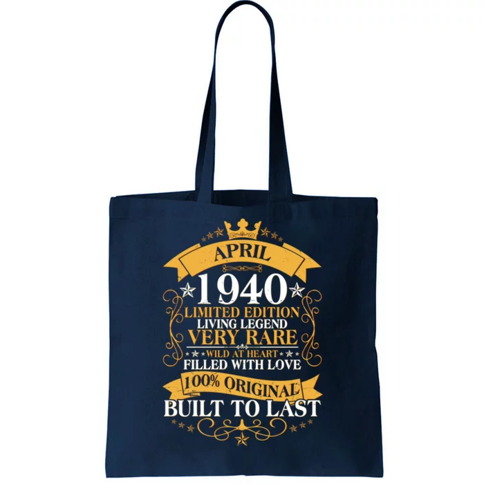 Vintage Limited Edition April 1940 Birthday Tote Bag