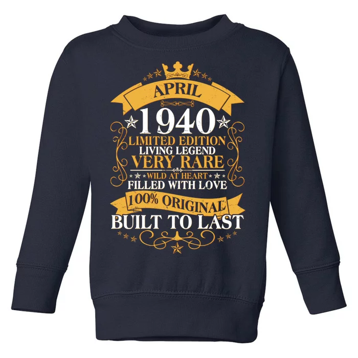 Vintage Limited Edition April 1940 Birthday Toddler Sweatshirt