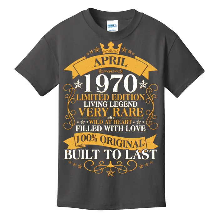 Vintage Limited Edition April 1970 Birthday Kids T-Shirt