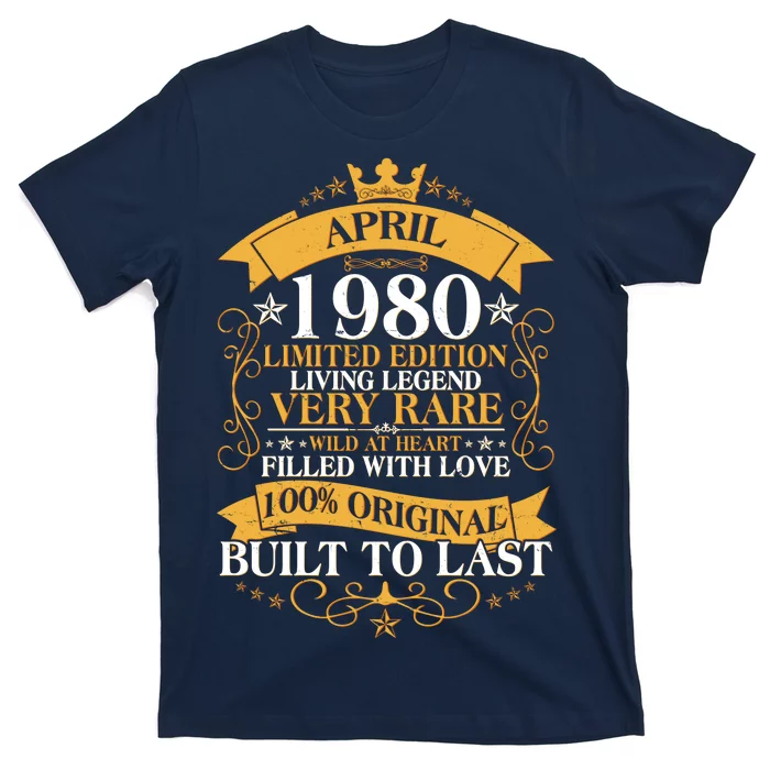 Vintage Limited Edition April 1980 Birthday T-Shirt