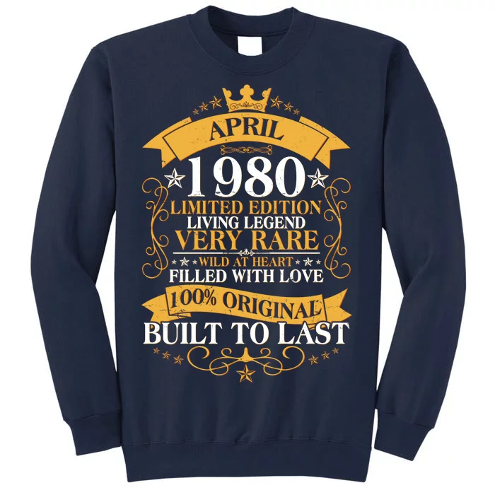 Vintage Limited Edition April 1980 Birthday Tall Sweatshirt