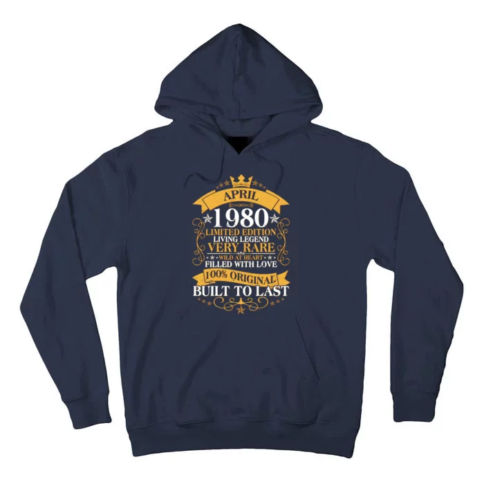 Vintage Limited Edition April 1980 Birthday Tall Hoodie