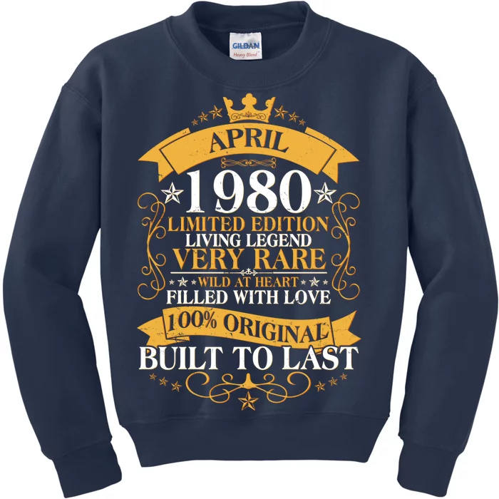 Vintage Limited Edition April 1980 Birthday Kids Sweatshirt