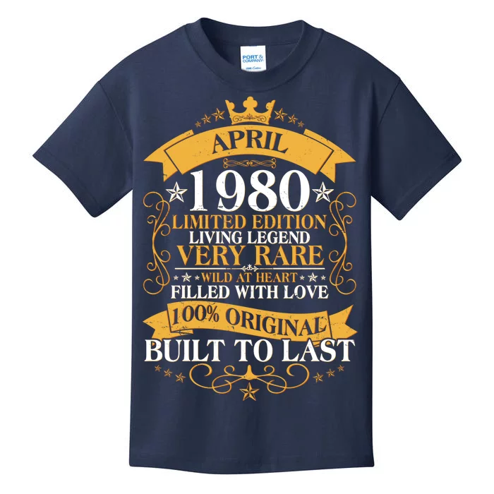 Vintage Limited Edition April 1980 Birthday Kids T-Shirt