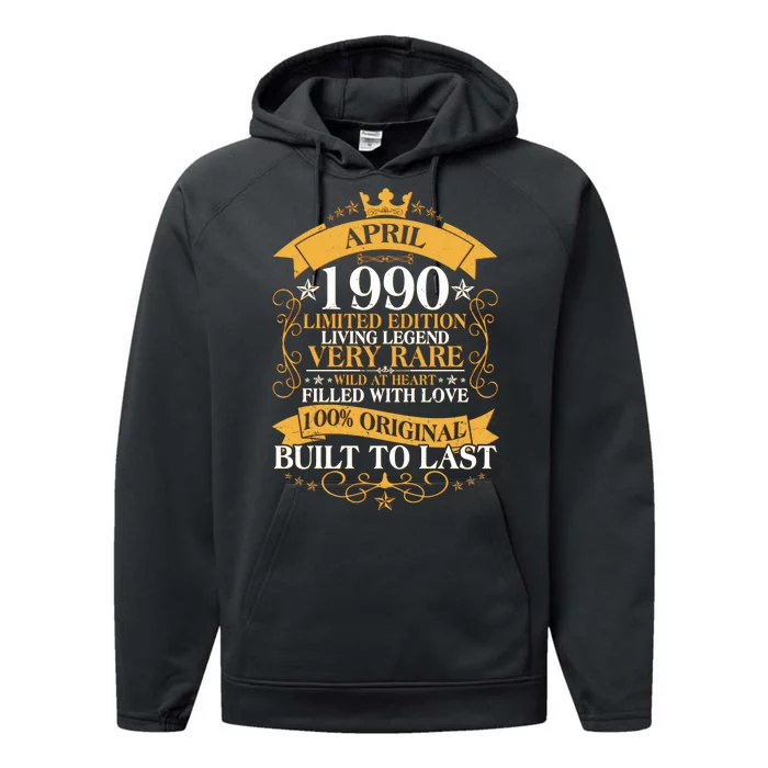 Vintage Limited Edition April 1990 Birthday Performance Fleece Hoodie