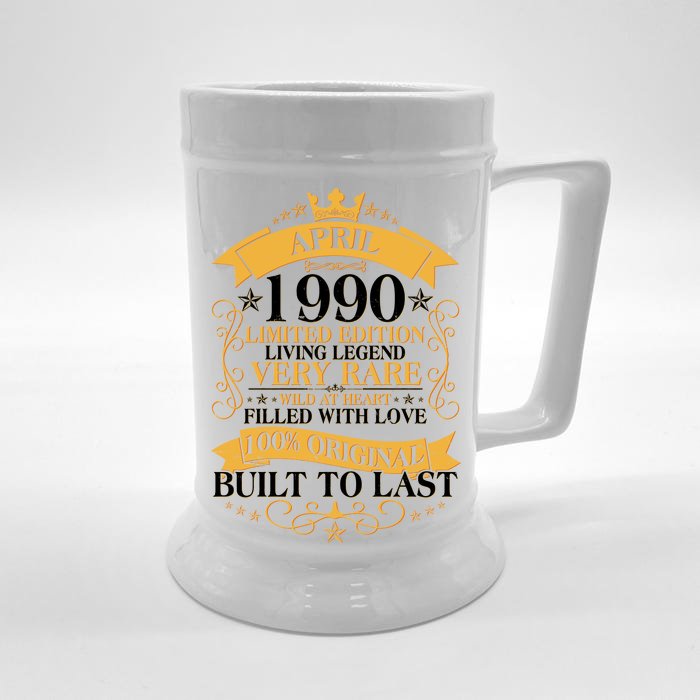 Vintage Limited Edition April 1990 Birthday Front & Back Beer Stein