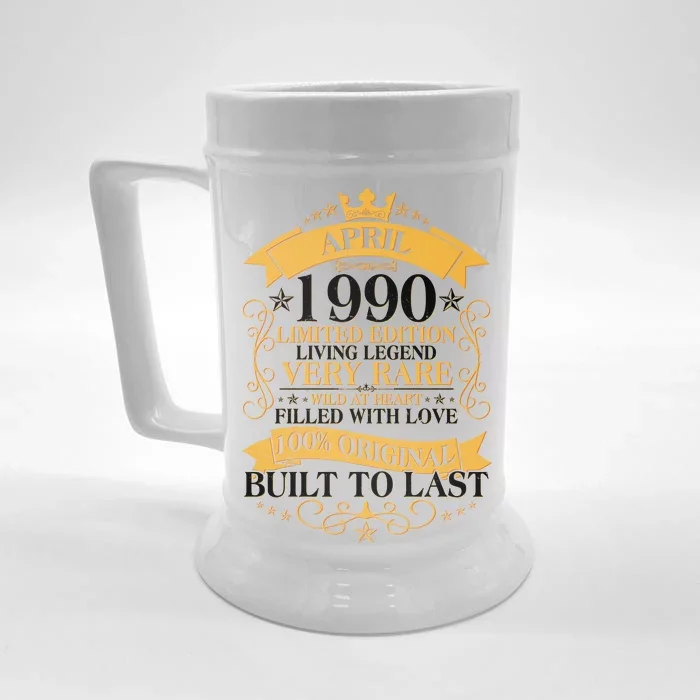 Vintage Limited Edition April 1990 Birthday Front & Back Beer Stein