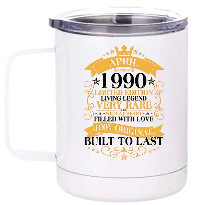 Vintage Limited Edition April 1990 Birthday Front & Back 12oz Stainless Steel Tumbler Cup