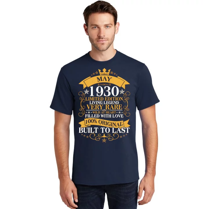 Vintage Limited Edition May 1930 Birthday Tall T-Shirt