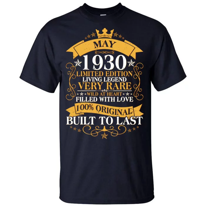 Vintage Limited Edition May 1930 Birthday Tall T-Shirt