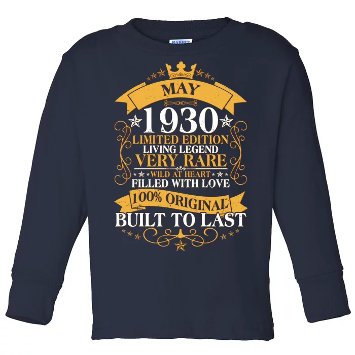 Vintage Limited Edition May 1930 Birthday Toddler Long Sleeve Shirt