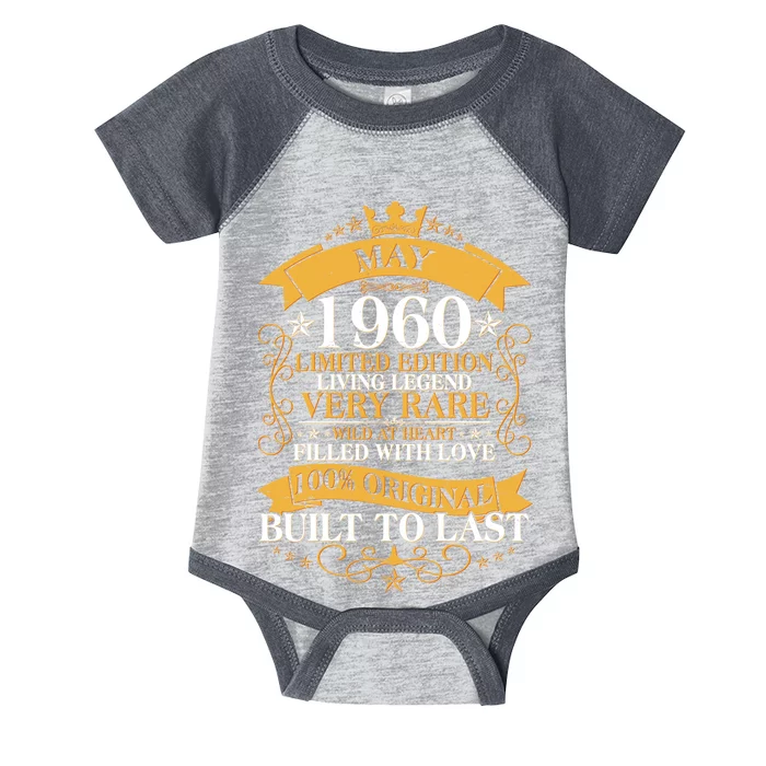 Vintage Limited Edition May 1960 Birthday Infant Baby Jersey Bodysuit