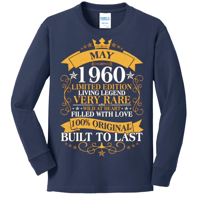 Vintage Limited Edition May 1960 Birthday Kids Long Sleeve Shirt