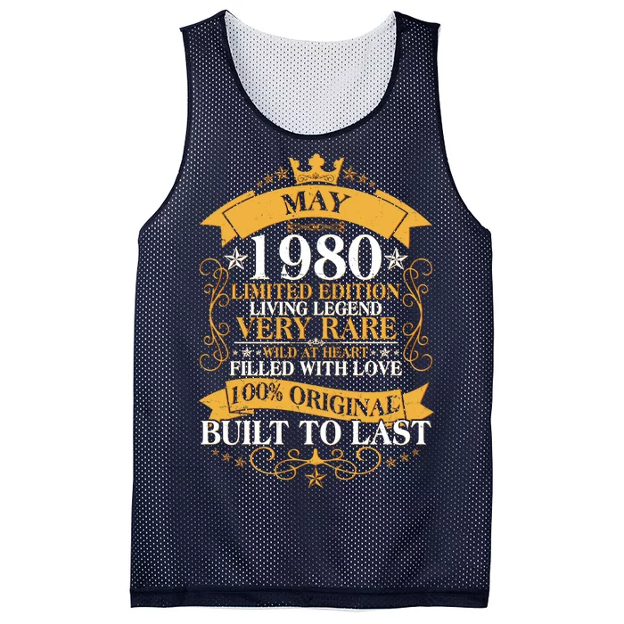 Vintage Limited Edition May 1980 Birthday Mesh Reversible Basketball Jersey Tank