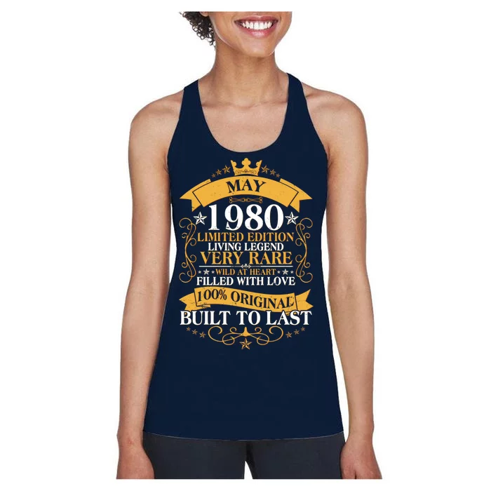 Vintage Limited Edition May 1980 Birthday Women's Racerback Tank