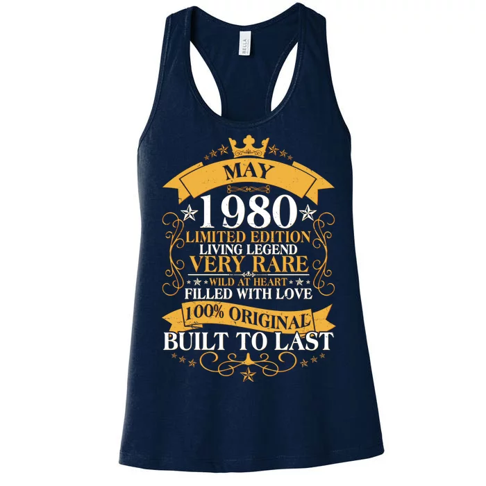 Vintage Limited Edition May 1980 Birthday Women's Racerback Tank