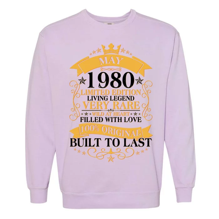 Vintage Limited Edition May 1980 Birthday Garment-Dyed Sweatshirt