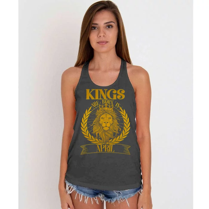 Vintage Lion Kings Are Born In April Women's Knotted Racerback Tank