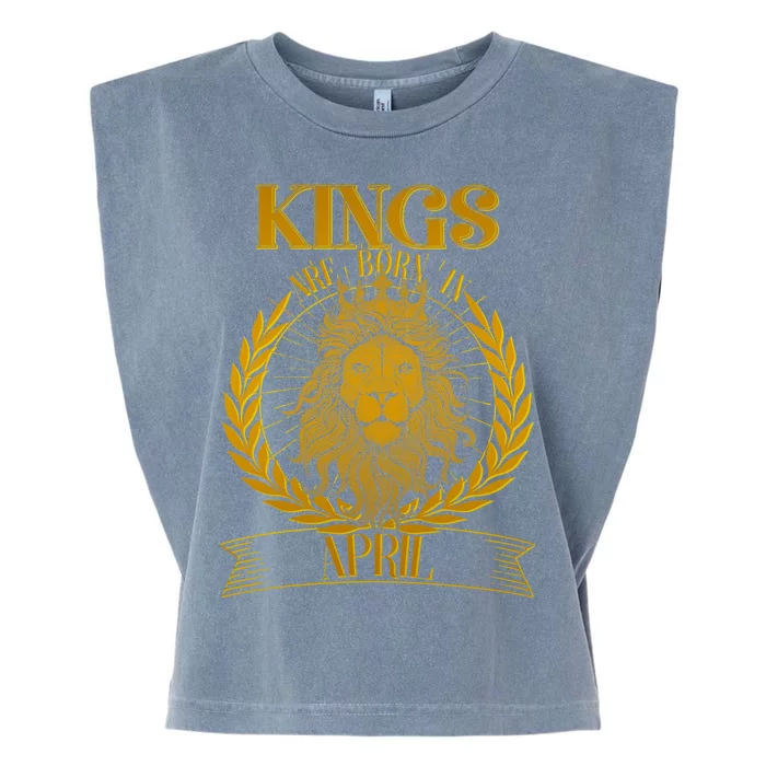 Vintage Lion Kings Are Born In April Garment-Dyed Women's Muscle Tee