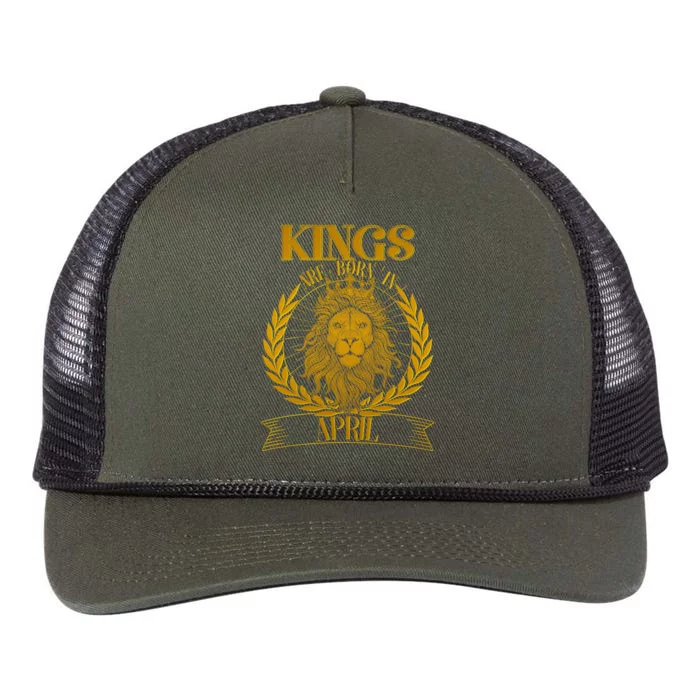 Vintage Lion Kings Are Born In April Retro Rope Trucker Hat Cap