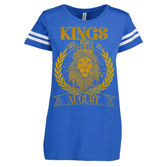 Vintage Lion Kings Are Born In August Enza Ladies Jersey Football T-Shirt