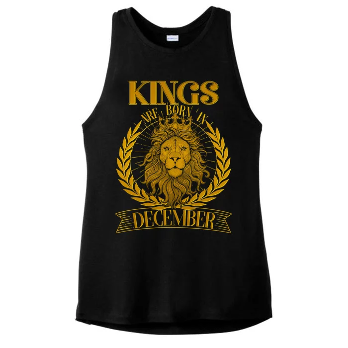 Vintage Lion Kings Are Born In December Ladies Tri-Blend Wicking Tank