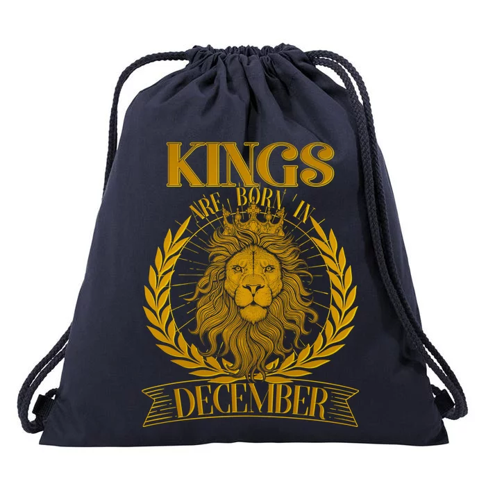 Vintage Lion Kings Are Born In December Drawstring Bag