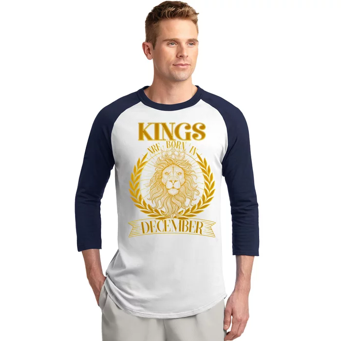 Vintage Lion Kings Are Born In December Baseball Sleeve Shirt