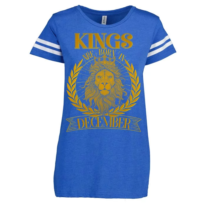 Vintage Lion Kings Are Born In December Enza Ladies Jersey Football T-Shirt