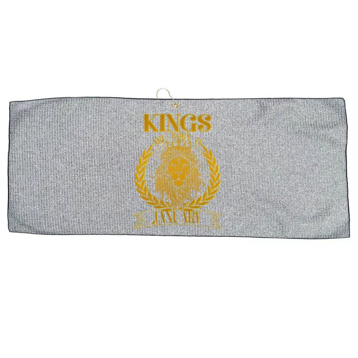 Vintage Lion Kings Are Born In January Large Microfiber Waffle Golf Towel