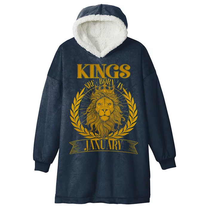 Vintage Lion Kings Are Born In January Hooded Wearable Blanket