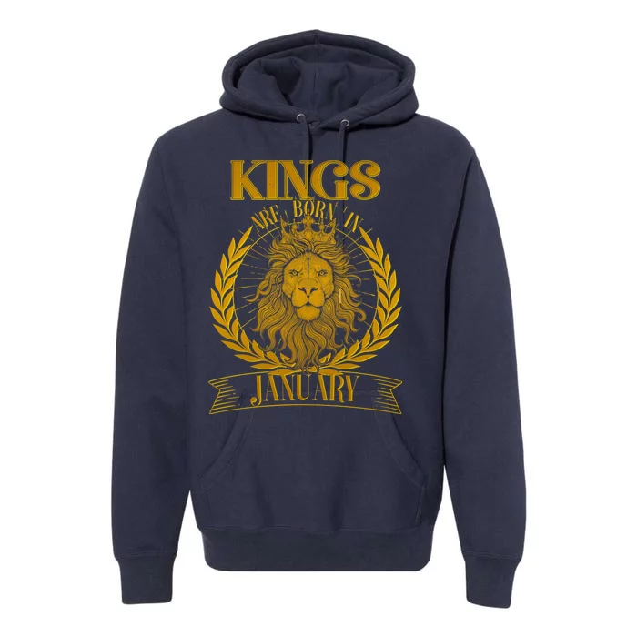 Vintage Lion Kings Are Born In January Premium Hoodie